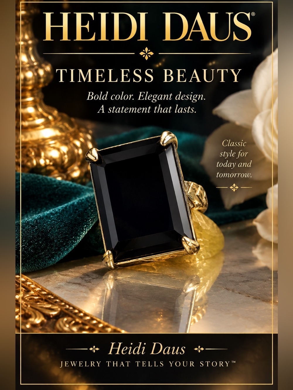 Heidi Daus Gold & Black Statement Ring